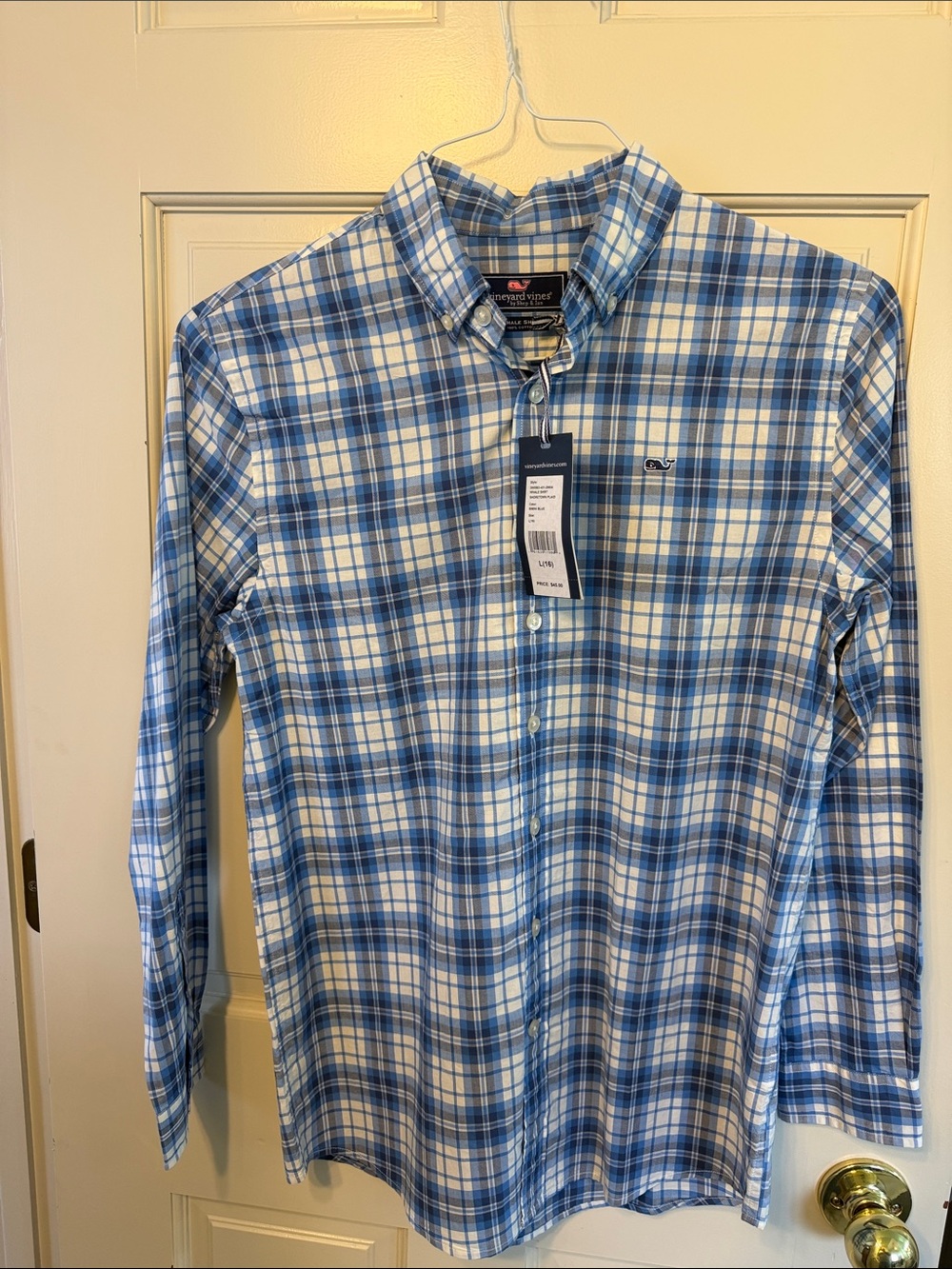 Vineyard Vines Blue & White Plaid Button-Down Shirt